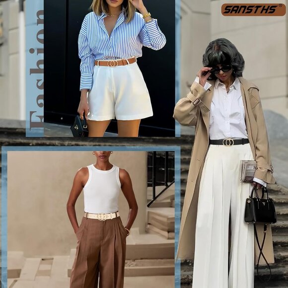 Women Waist Belts Faux Leather 3 Pack with Double O-Ring Buckle for Jeans - Picture 4 of 5